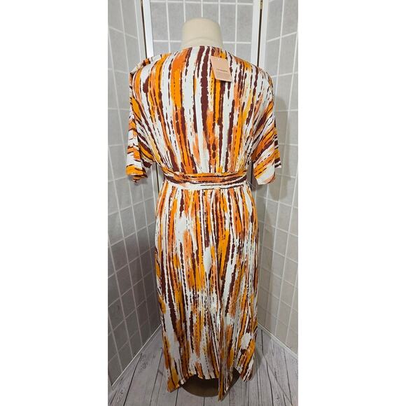 NWT BloomChic Women Striped Overlap Collar Maxi Dress Plus Size: 14-16 (1X) - Picture 4 of 8